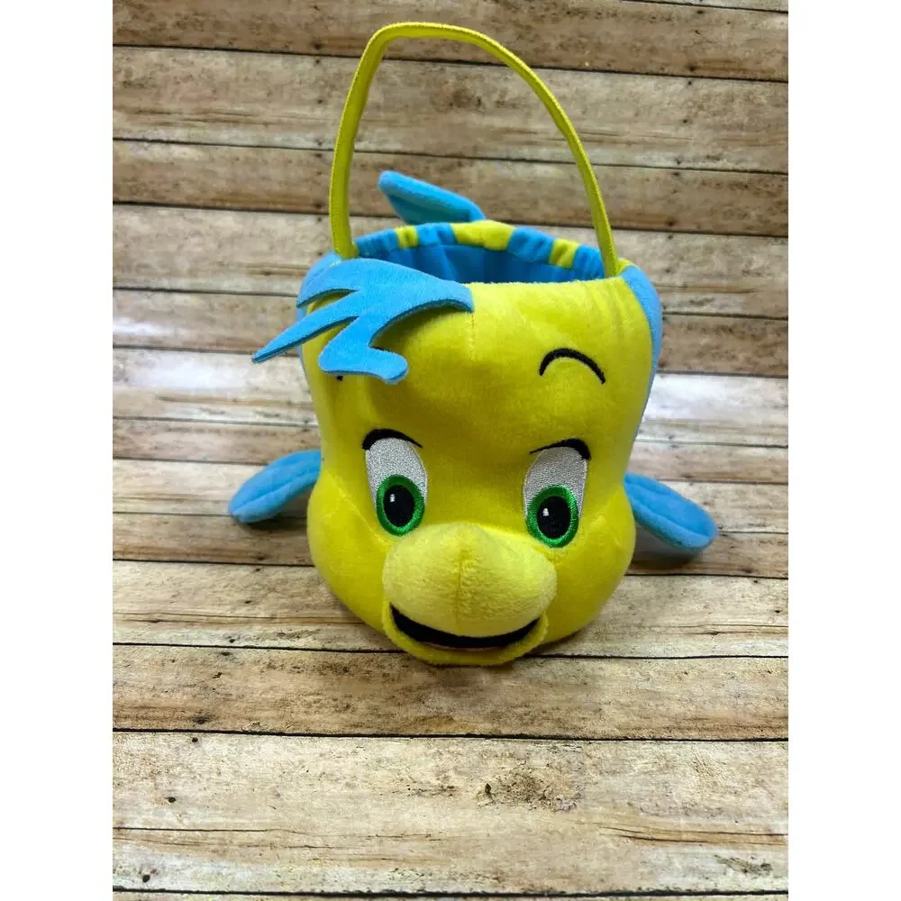 Disney The Little Mermaid Flounder Plush Halloween Trick or Treat Bucket Basket